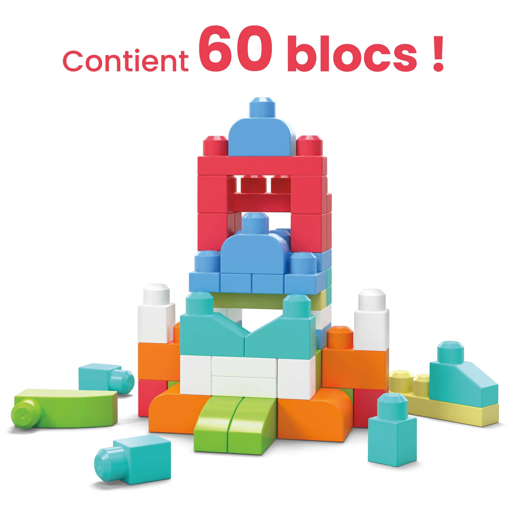 Mega Bloks - Sac 60 Blocks Rose - Jouet De Construction - 1 An Et + - Image 3