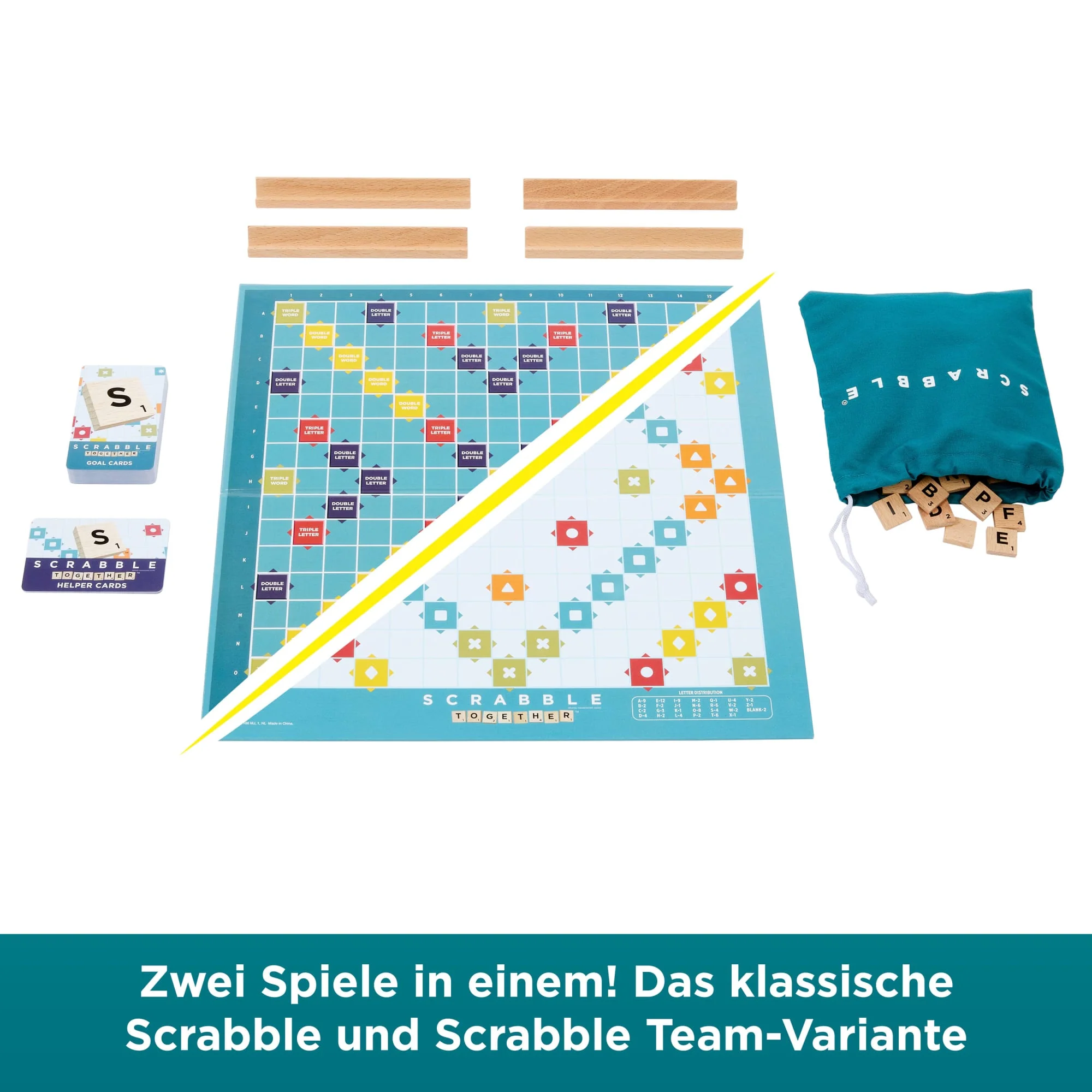 Scrabble Brettspiel, Familienwortspiel Mit Buchstabensteinen Und Buchstabenbänkchen, Zwei Spielmöglichkeiten, Deutsche Ausgabe - Image 3