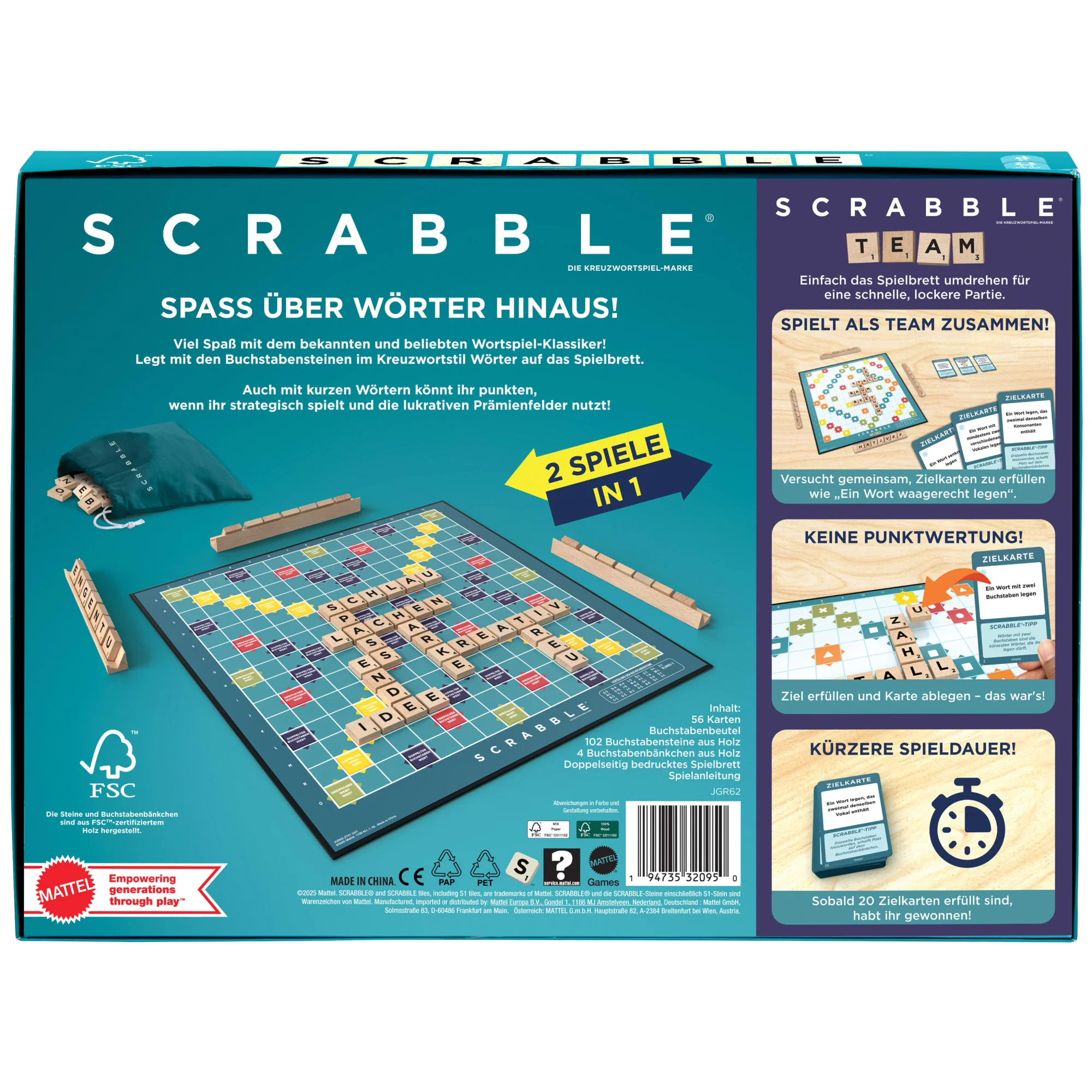 Scrabble Brettspiel, Familienwortspiel Mit Buchstabensteinen Und Buchstabenbänkchen, Zwei Spielmöglichkeiten, Deutsche Ausgabe - Image 6