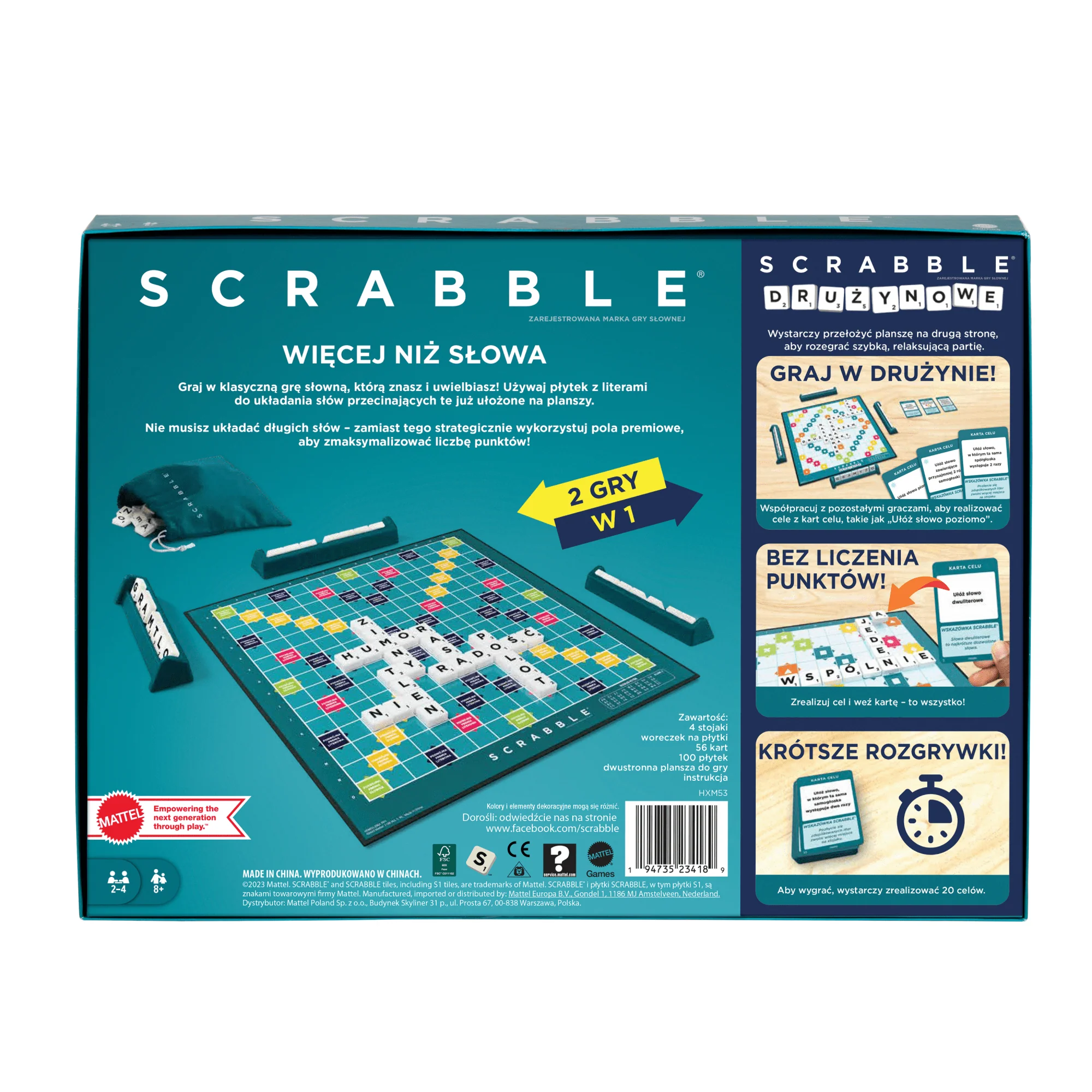 Scrabble Rodzinna gra 2 w 1 Klasyczne i drużynowe - Image 4