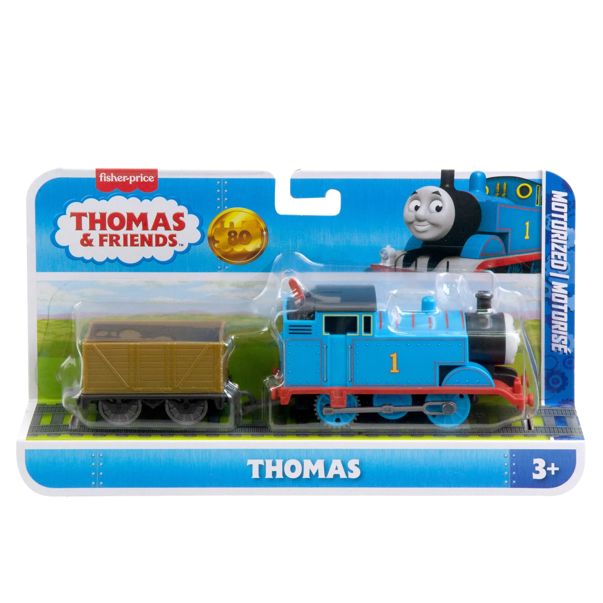 Thomas & Friends By Fisher-Price Motorized Classic Thomas Engine, Battery-Powered Toy Train & Cargo - Image 2