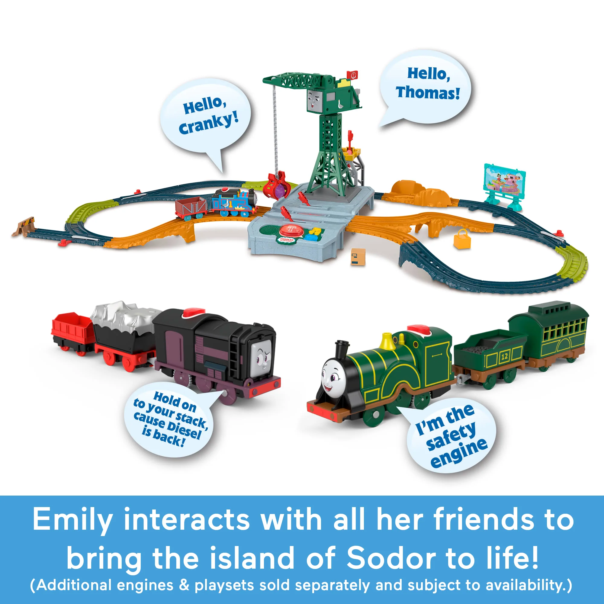 Thomas & Friends Talking Emily Toy Train Motorized Engine With Phrases & Sounds, 3 Pieces, Uk English Version - Image 3