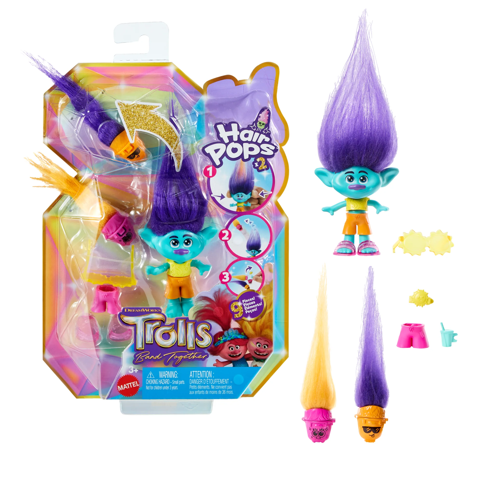 Dreamworks Trolls Band Together Hair Pops Small Dolls & Accessories, Toys Inspired By The Movie - Image 3