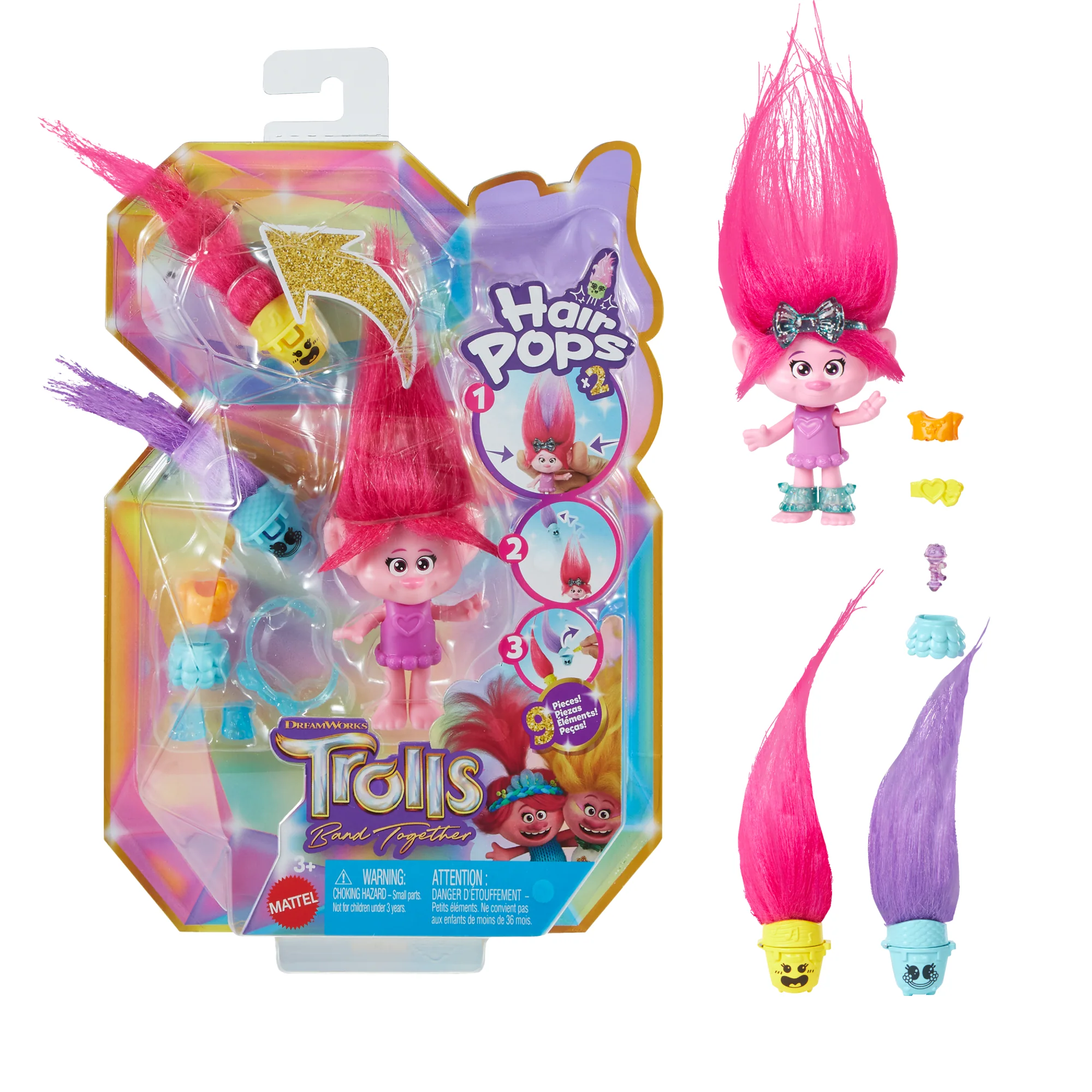 Dreamworks Trolls Band Together Hair Pops Small Dolls & Accessories, Toys Inspired By The Movie - Image 4