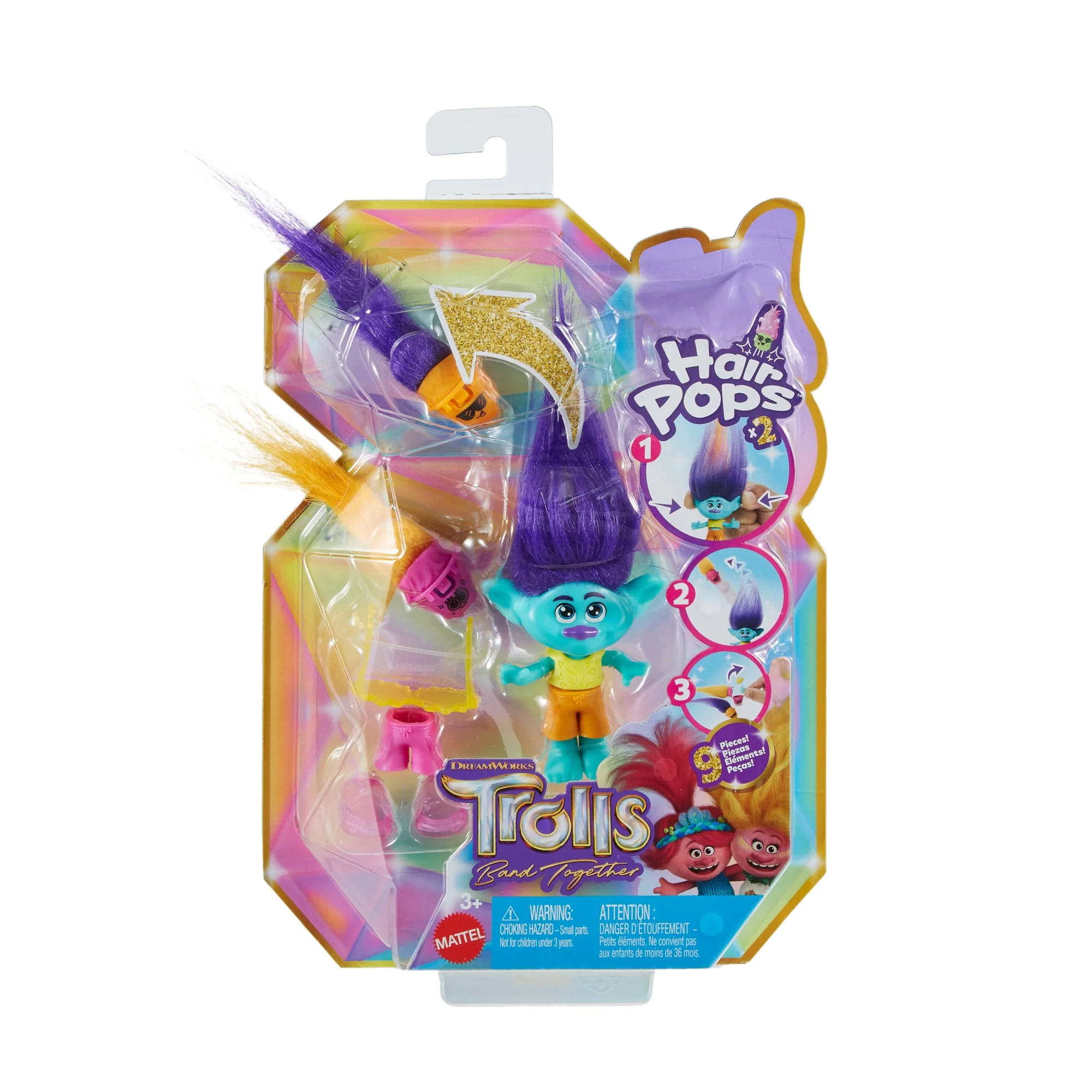 Dreamworks Trolls Band Together Hair Pops™ Branch Small Doll & Accessories, Toys Inspired By The Movie - Image 6