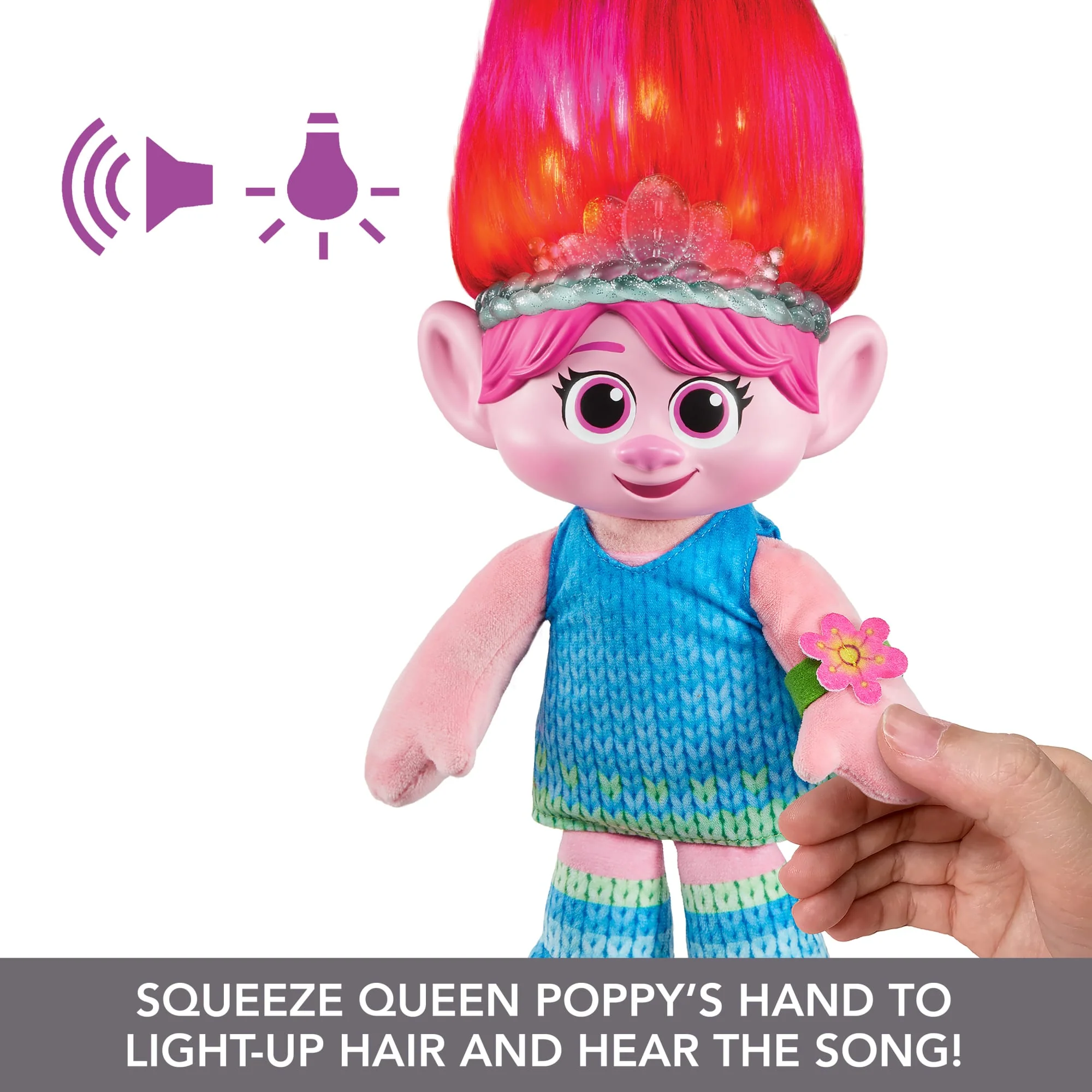 Trolls 3 Band Together Hair Pops Showtime Surprise Queen Poppy Plush - Image 3