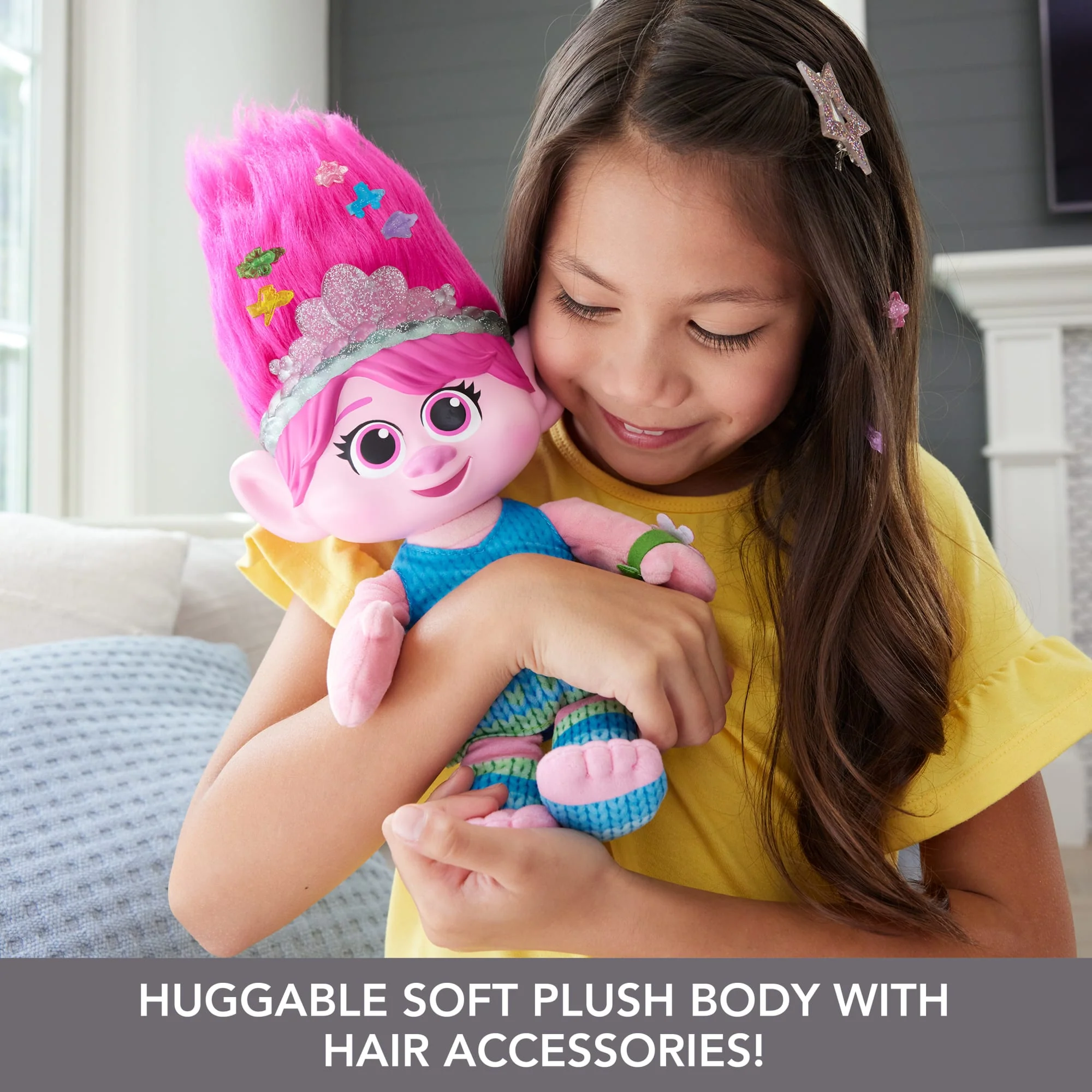 Trolls 3 Band Together Hair Pops Showtime Surprise Queen Poppy Plush - Image 4