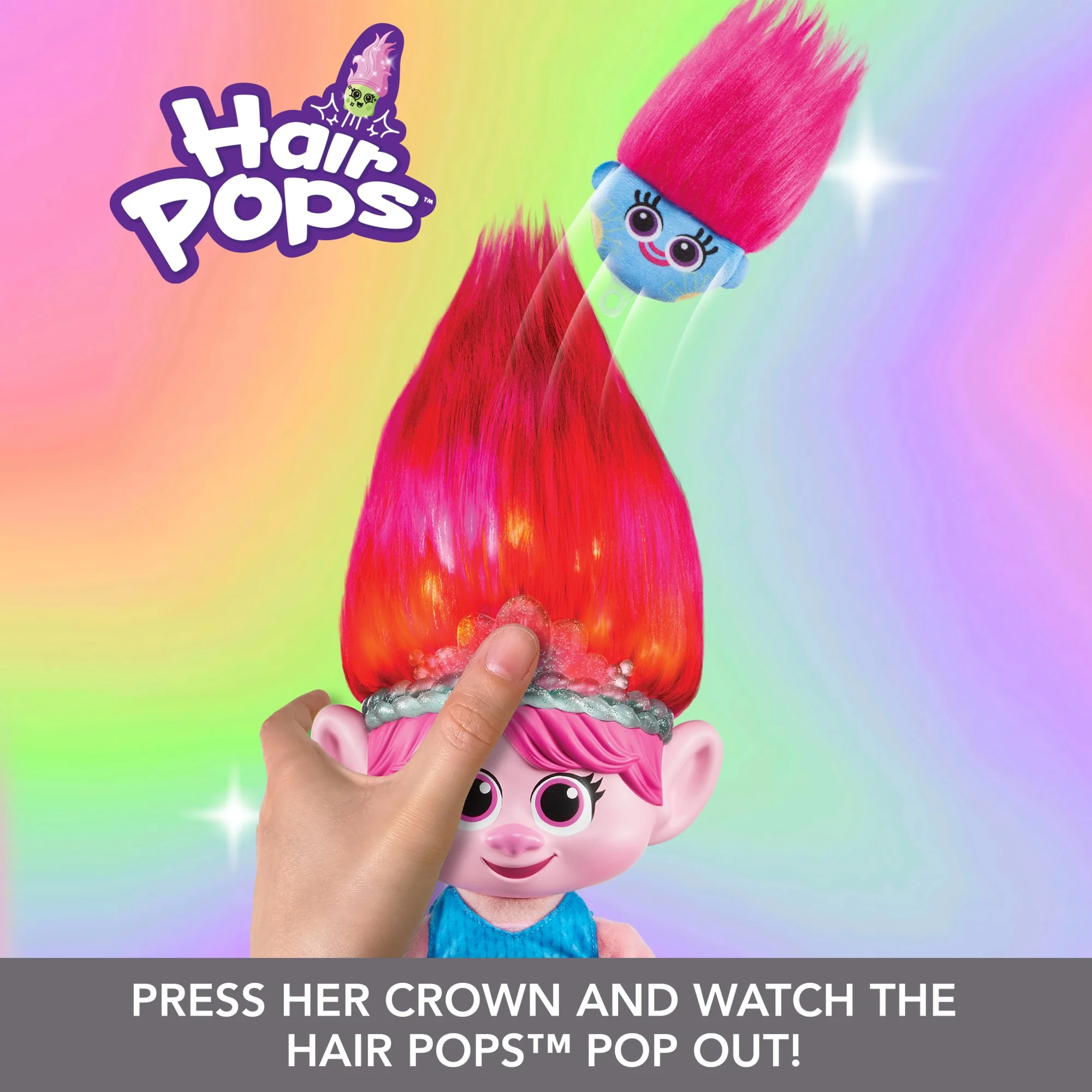 Trolls 3 Band Together Hair Pops Showtime Surprise Queen Poppy Plush - Image 5
