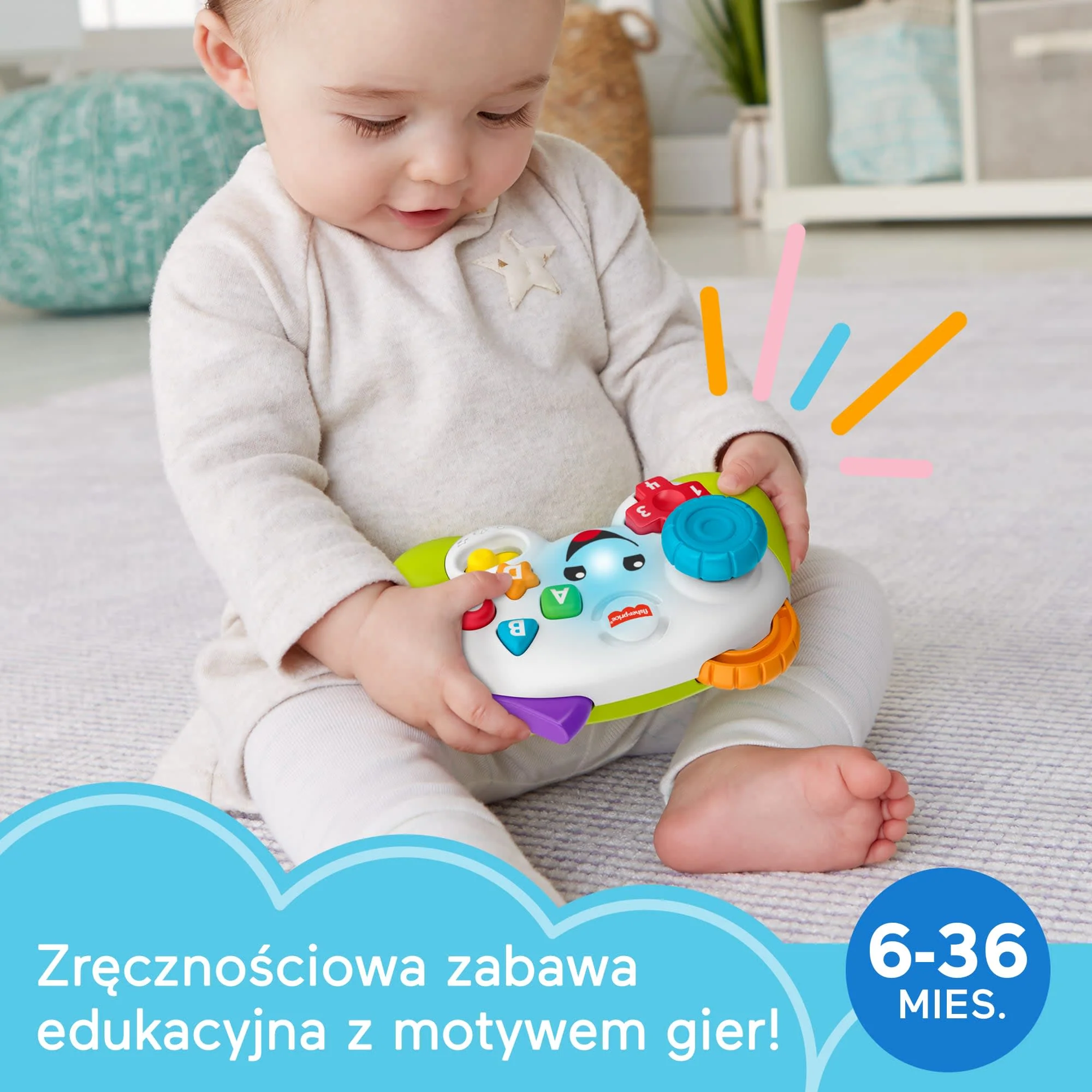 Fisher-Price „Ucz się i śmiej!” Wesoły Padzik Malucha Zabawka interaktywna dla niemowląt 6m+ Polska wersja językowa - Image 2