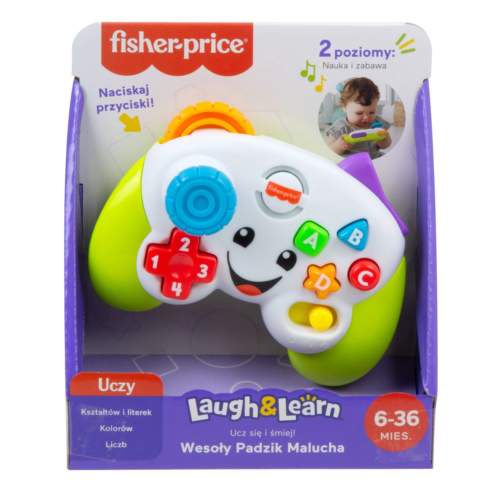 Fisher-Price „Ucz się i śmiej!” Wesoły Padzik Malucha Zabawka interaktywna dla niemowląt 6m+ Polska wersja językowa - Image 6