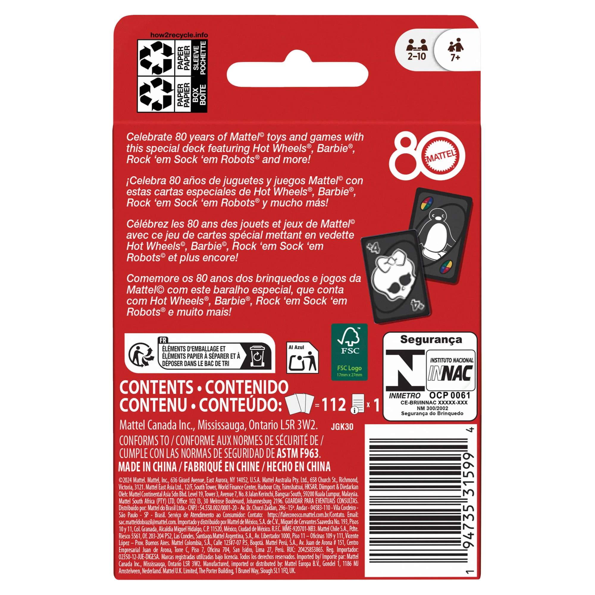 UNO 80 Anniversario Mattel Rosso Rubino Gioco Di Carte Per Bambini E Serate in Famiglia - Image 6