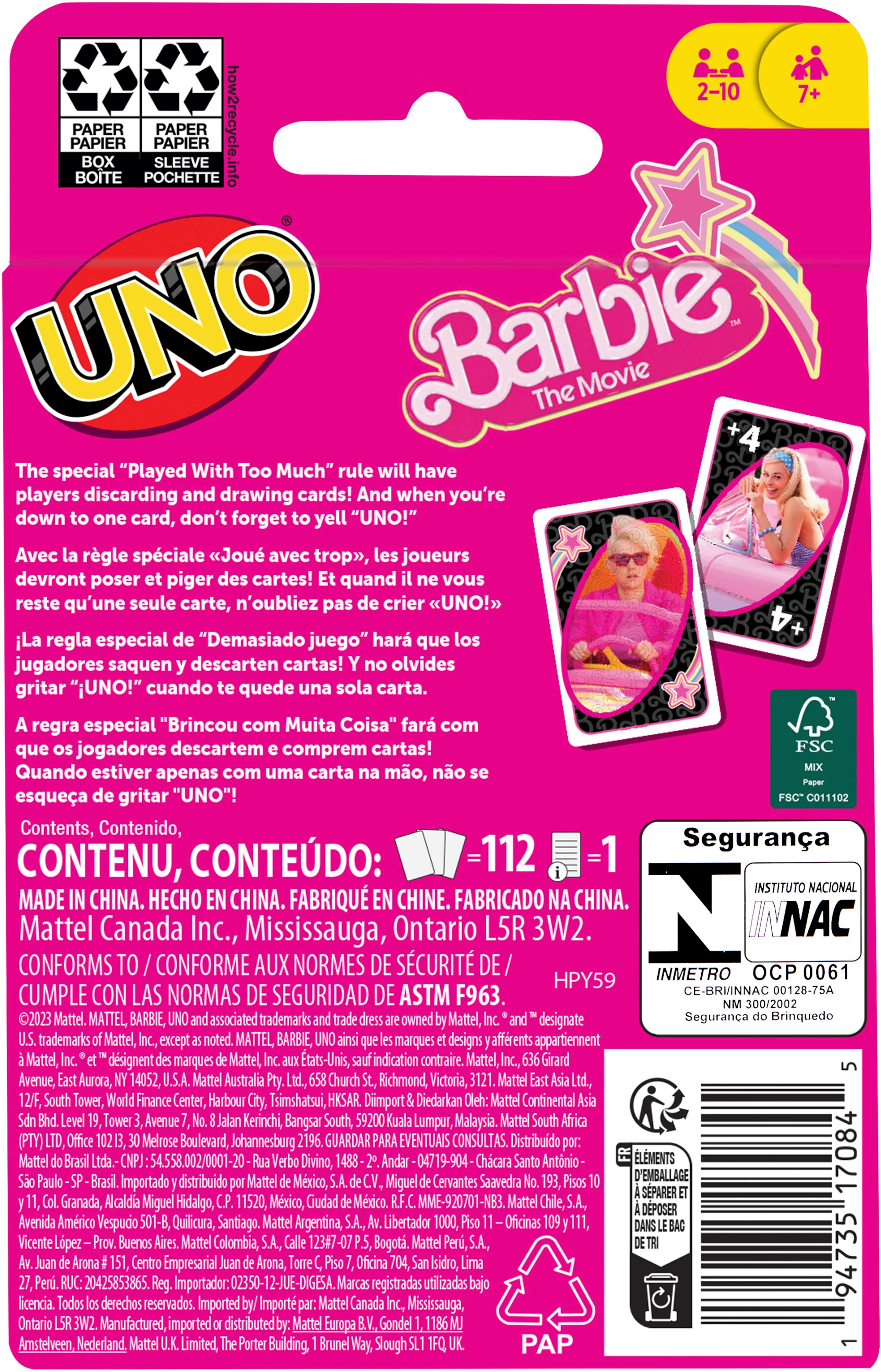 UNO Barbie The Movie Card Game, Inspired by the Movie - Image 7