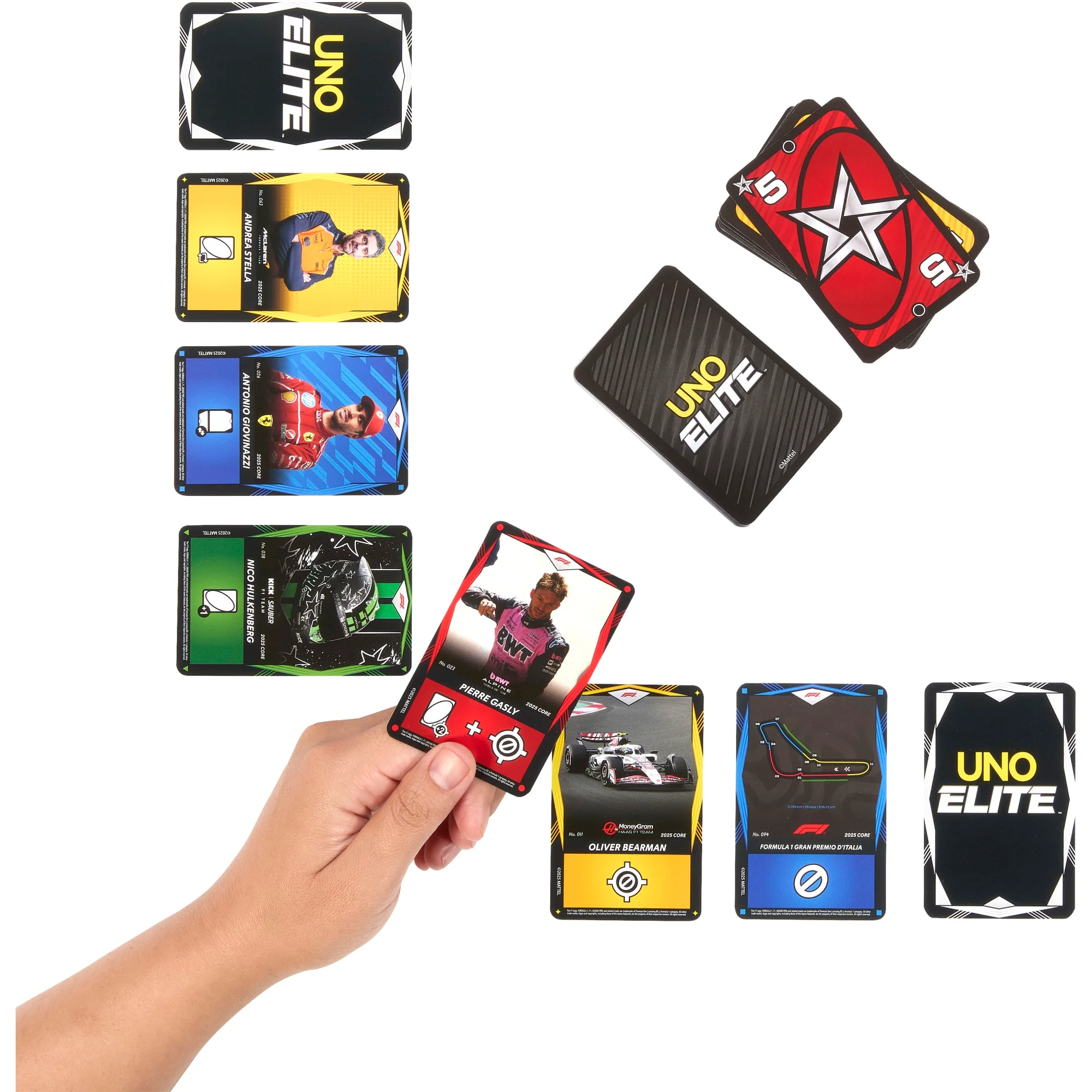 UNO Elite Formula 1 Starter Pack 2025 Core Edition, Gioco Di Carte Con 4 Game Booster Pack E 2 Carte Promozionali - Image 5