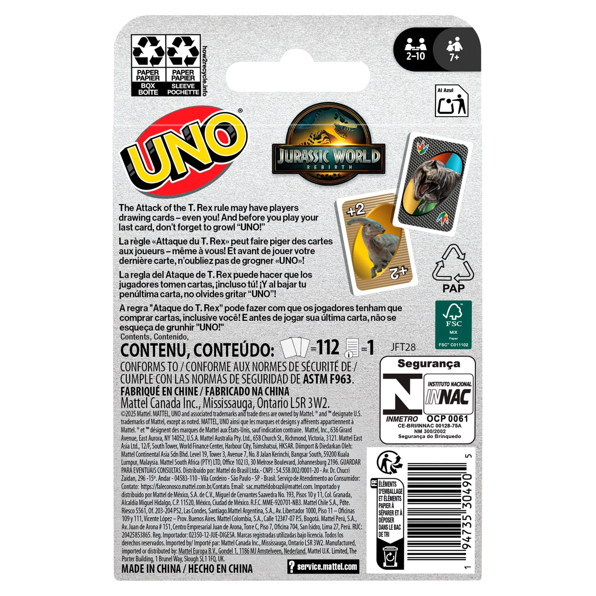 UNO-Jeu De Cartes Jurassic World Renaissance-Pour Toute La Famille - Image 6