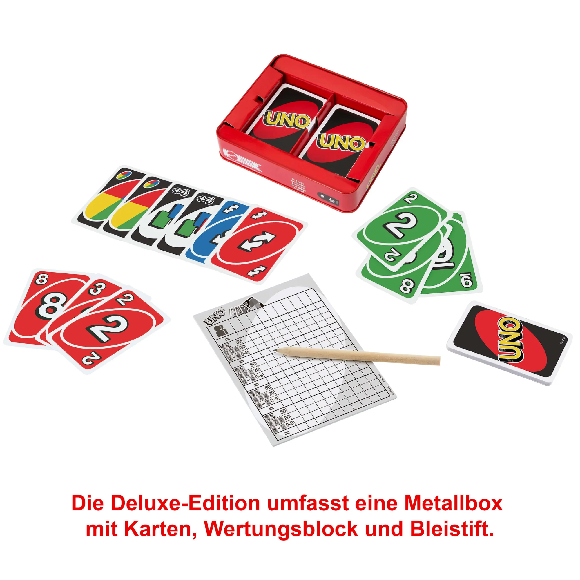 Mattel Games UNO Deluxe Metallbox, Kartenspiel, Gesellschaftsspiel, Kinderspiel - Image 2