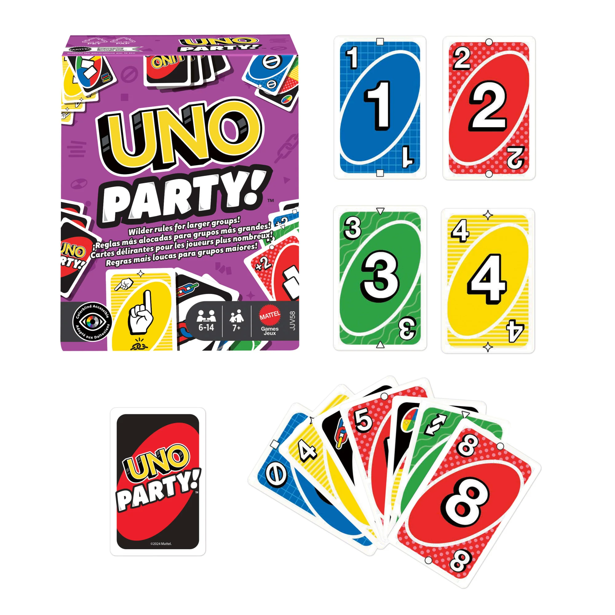 UNO Party Kartenspiel Für Große Gruppen, Kinder, Erwachsene, Familienabende, 6 Bis 14 Spieler, Ab 7 Jahren - Image 5