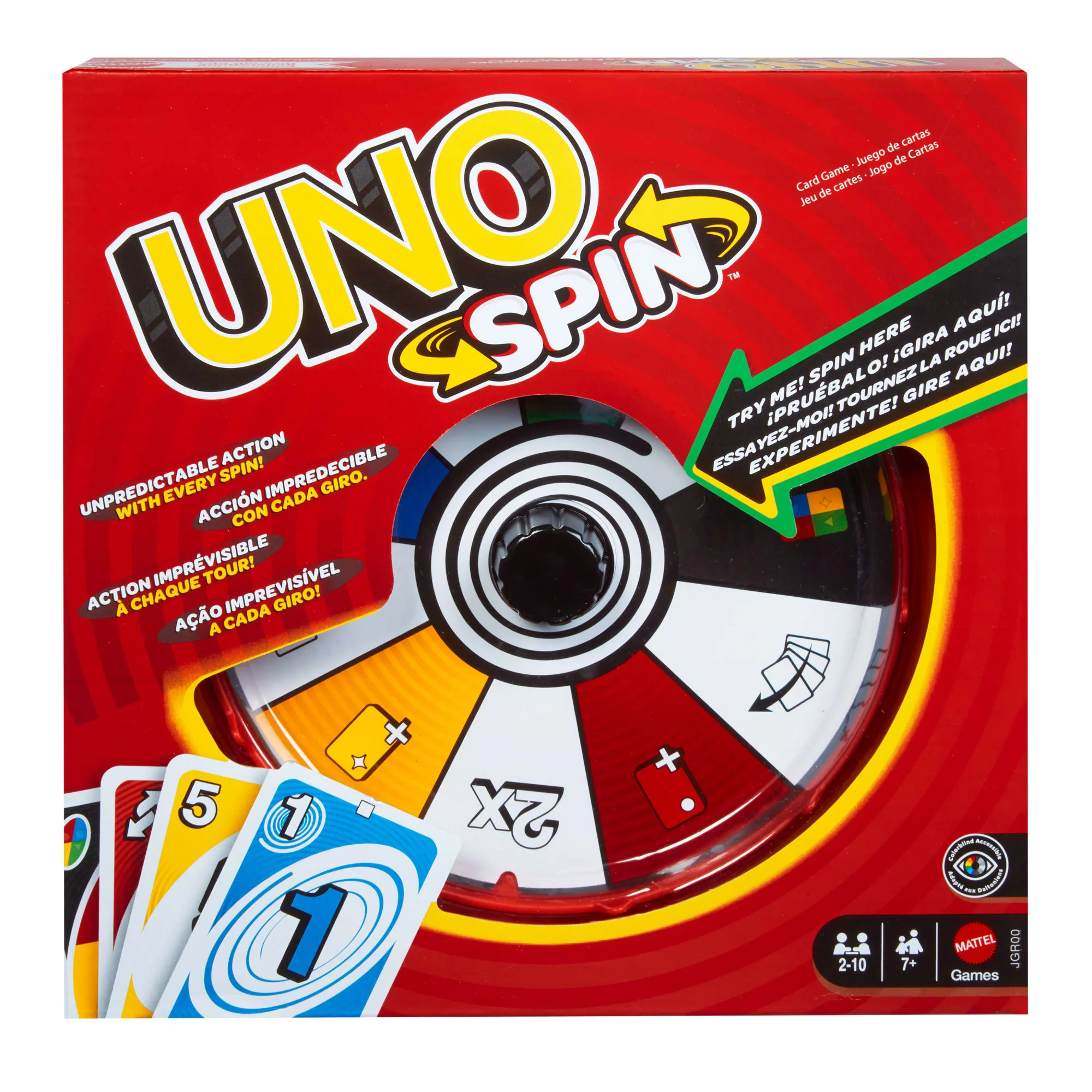 UNO Spin Card Game For Kid, Adult & Family Nights, Classic Play With Spinner