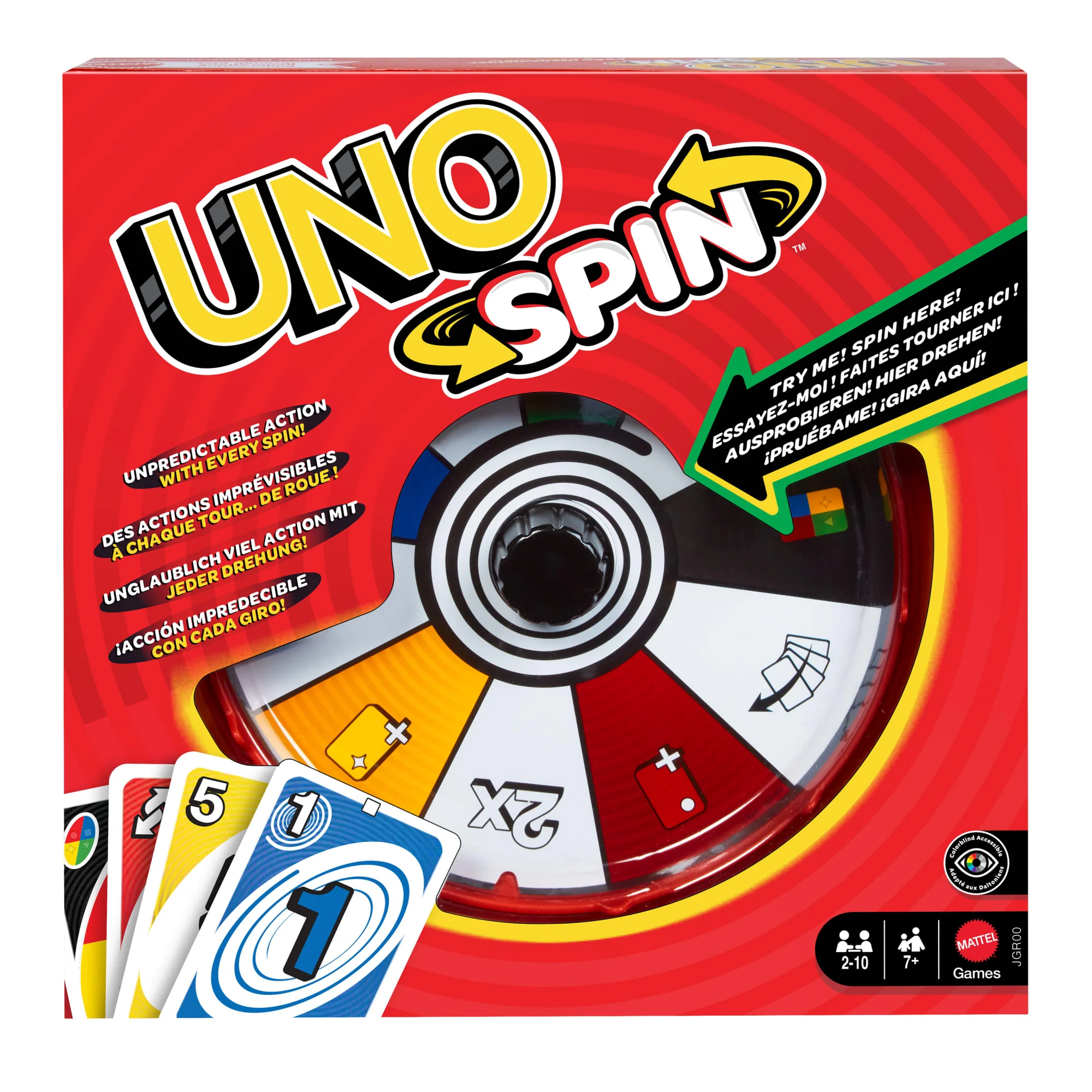 UNO Spin Kartenspiel Für Kinder, Erwachsene Und Spieleabende Mit Der Familie, Klassisches Spiel Mit Drehscheibe