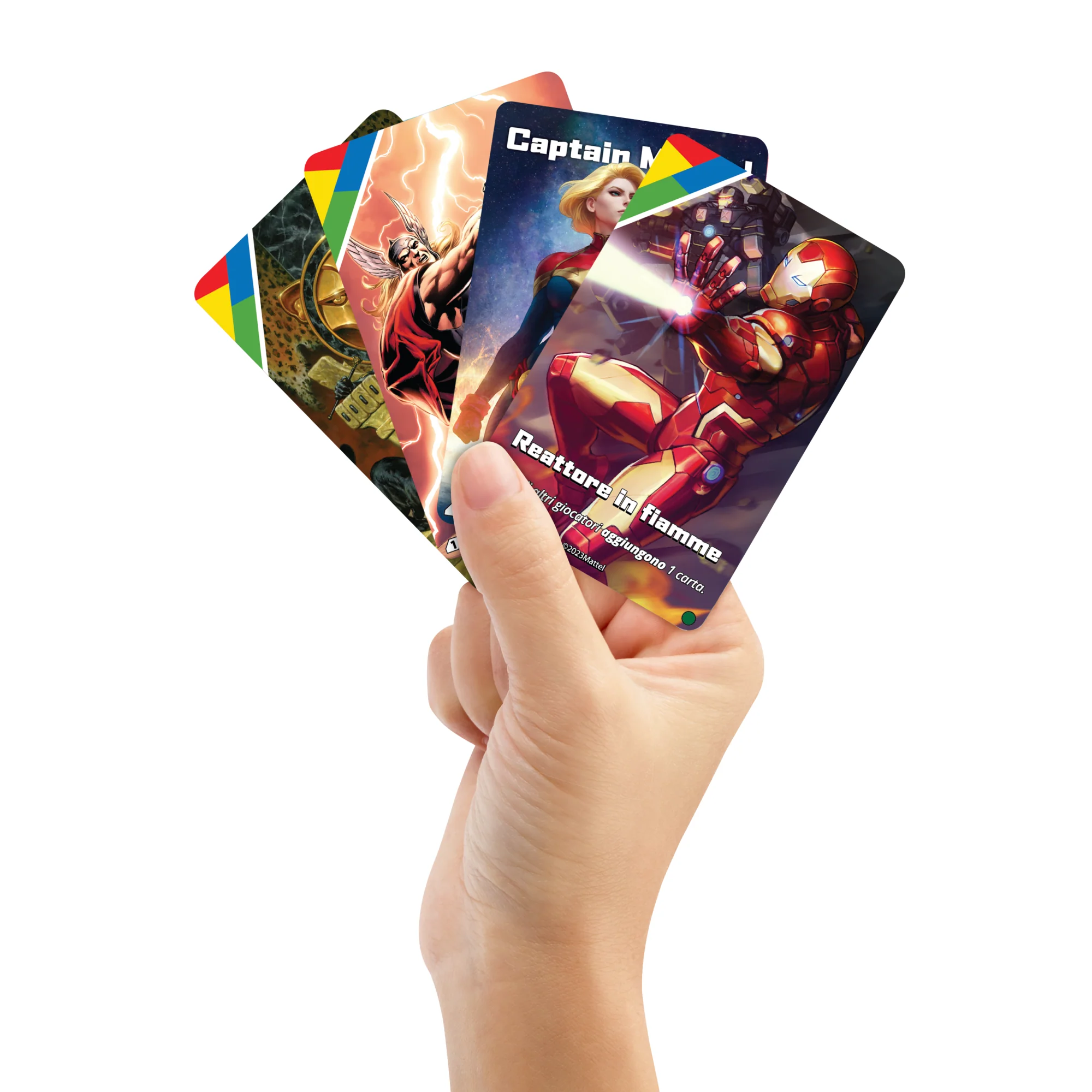 Uno Ultimate Marvel Gioco Di Carte Con 4 Carte Laminate Da Collezione: Black Panther, Captain Marvel, Iron Man E Thor - Image 4