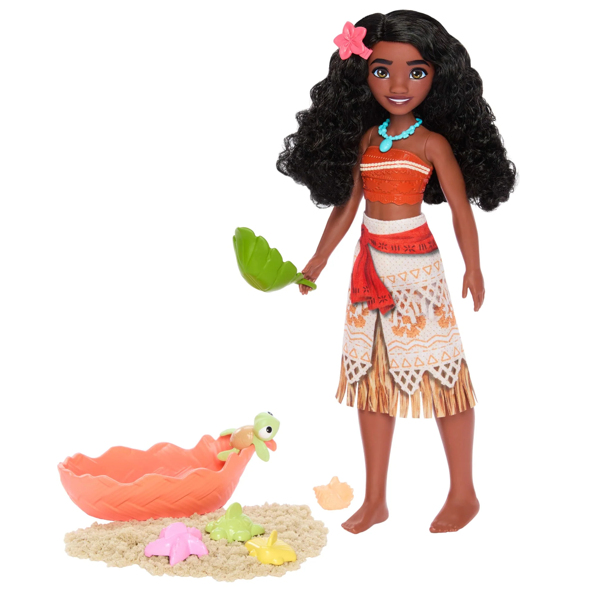 Disney Princess Vaiana 2 Przyjaciele z oceanu Lalka Vaiana, figurka żółwik i akcesoria Zestaw Zabawka 3+