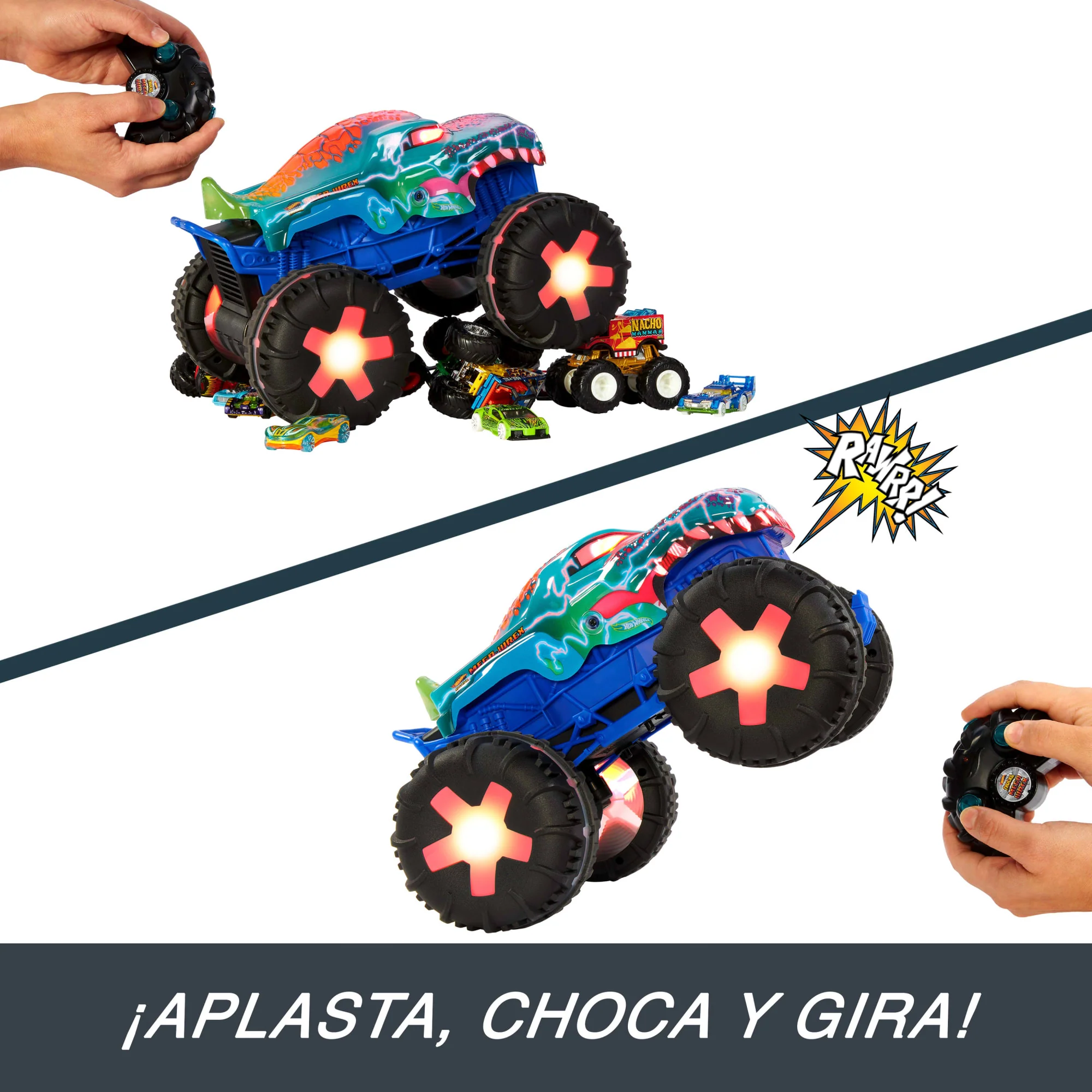 Vehículo Teledirigido MEGA-Wrex Alive De Monster Trucks De Hot Wheels A Escala 1:15, Con Mando De Control Remoto Con Batería Y Luces Y Sonidos Interactivos - Image 4