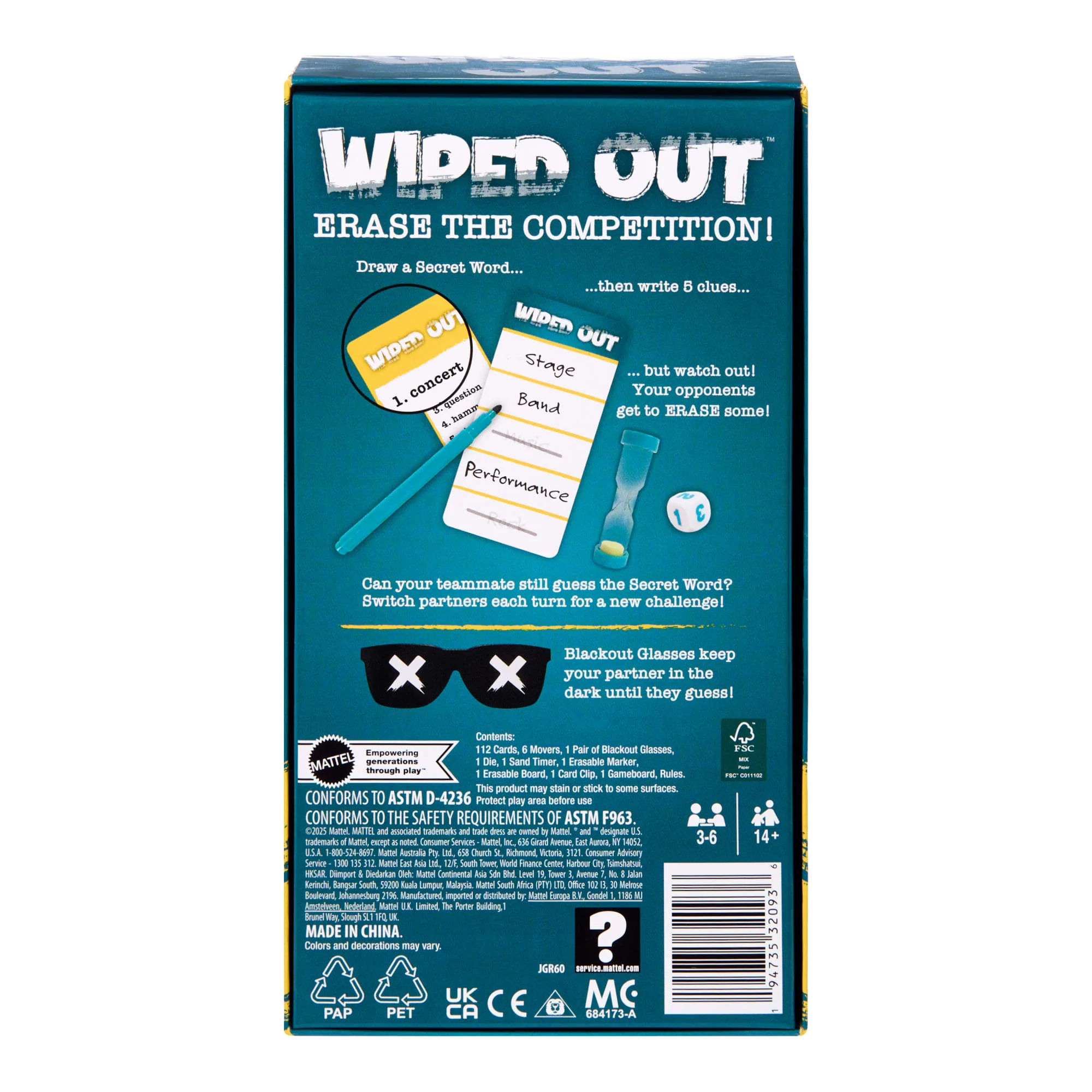 Wiped Out Party Game, Guessing Game For Families, Teens, Adults With Erasable Clues And Blackout Glasses For 3-6 Players - Image 3