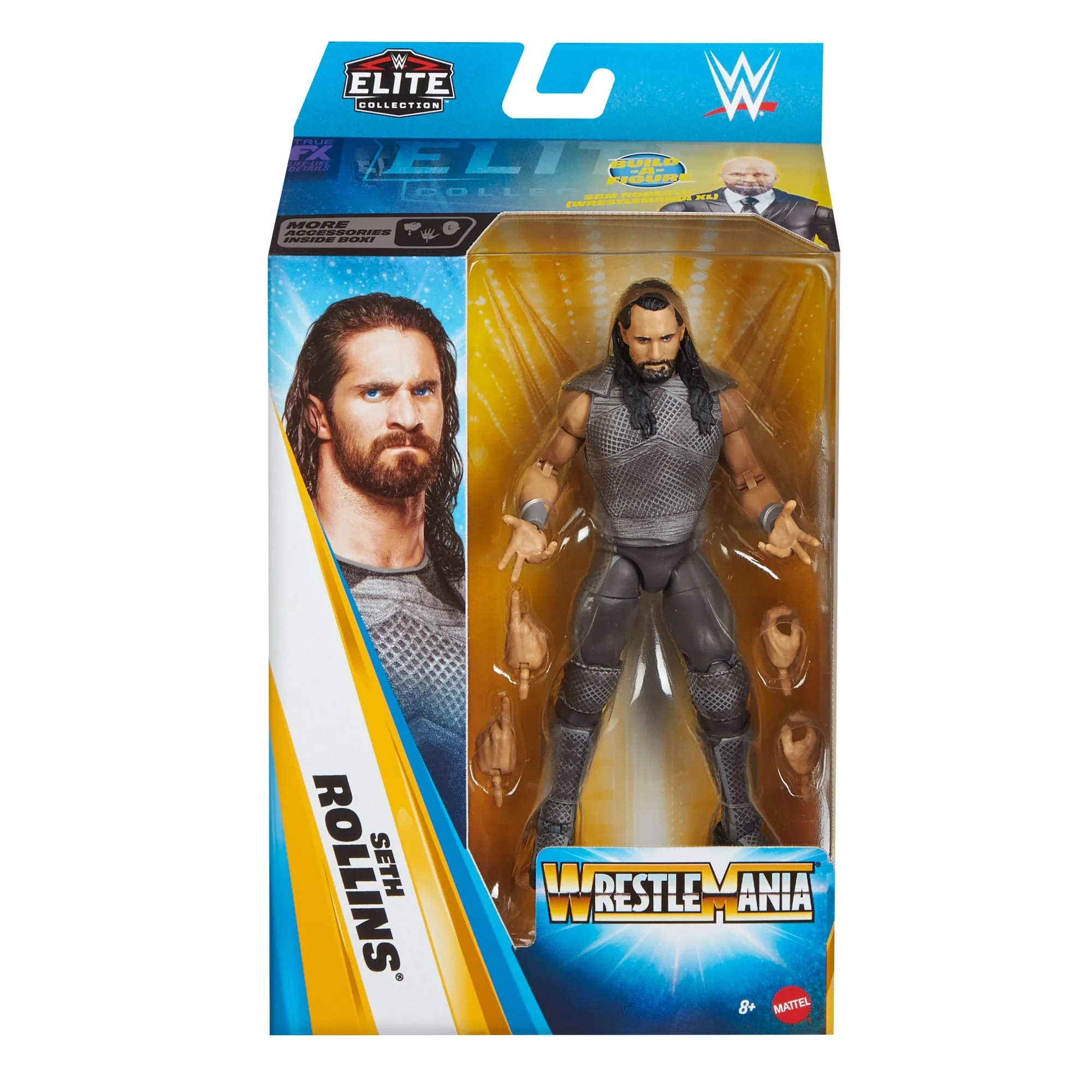 WWE Elite Collection Premium Live Event Seth Rollins WrestleMania Figurka i akcesoria Zestaw 8+ - Image 2